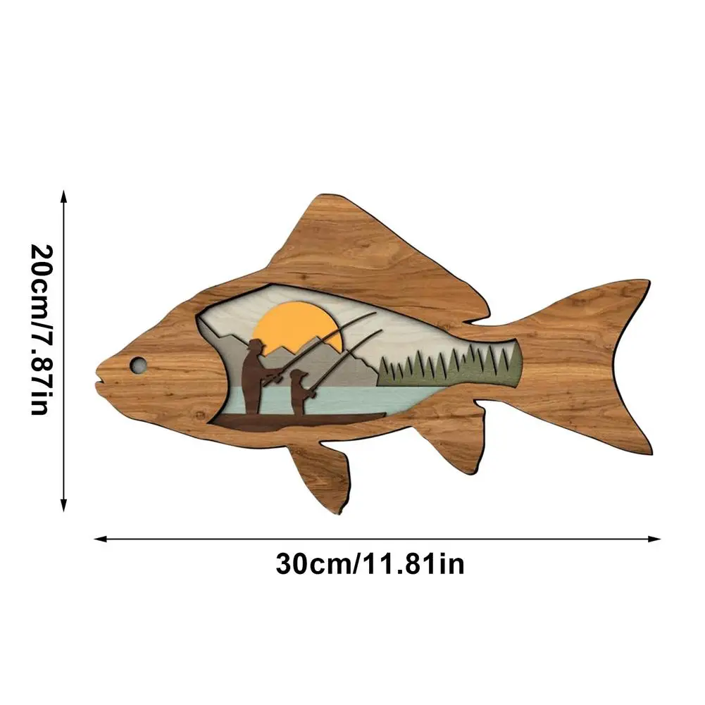 

Retro Mahogany Wooden Fish Ornaments Nostalgic Style Farmhouse And Woodland Theme Indoor And Outdoor Decoration Fishing Sign