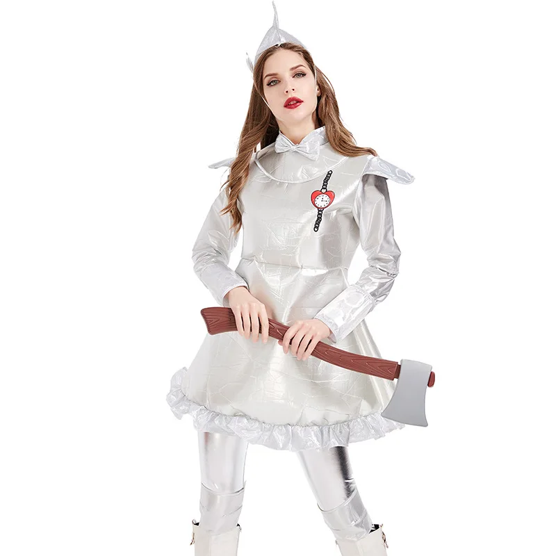 

Umorden Adult Kids Wizard of Oz Tin Man Cosplay Costumes for Girls Women with Heart Halloween Role Play Mardi Gras Costumes