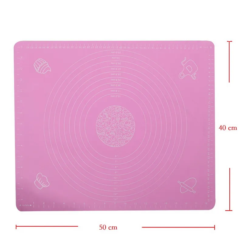 Dark Pink 50 x 40 cm Силиконовый коврик для выпечки, тесто для пиццы, кондитерские изделия, кухонные гаджеты, инструменты для приготовления пищи, посуда для выпечки, коврики, вкладыши, предметы, принадлежности - Цвет: Dark Pink 50 x 40 cm