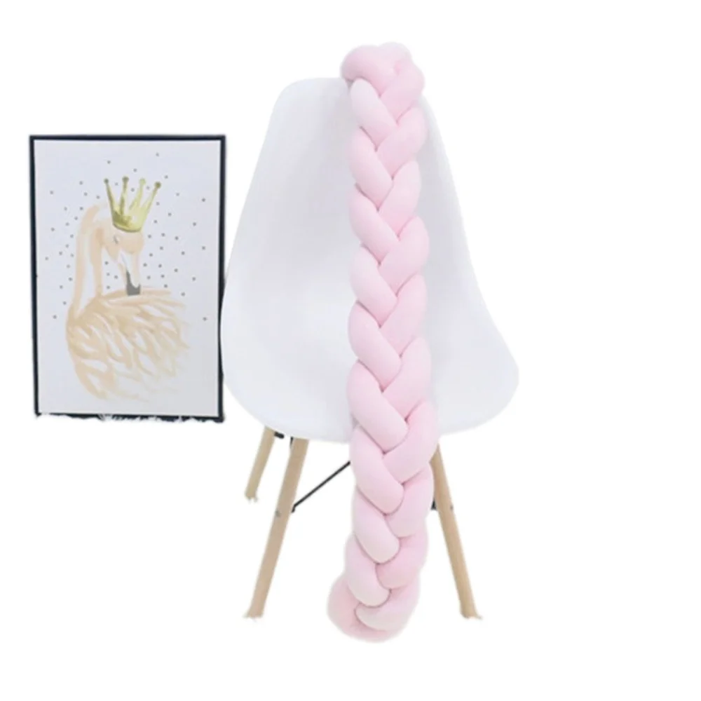 

1M-4M Length Weaving Plush Knot Crib Bumper Kids Bed Baby Cot Protector Baby Room Decor baby crib bumper protector