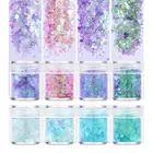 4 бутылкиупаковка, шестигранные блестки УФ-отверждаемая эпоксидная смола, 1-3 мм