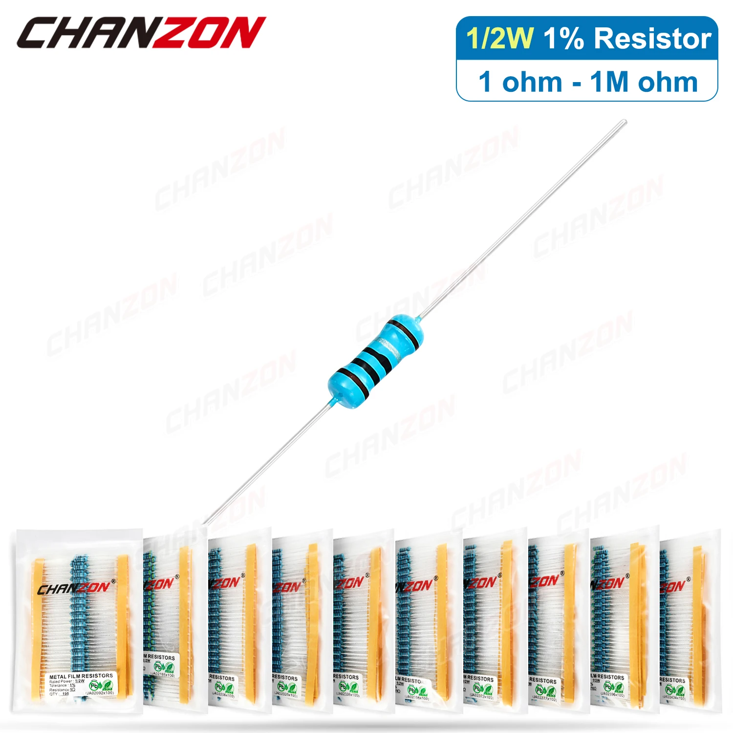 

100pcs/Pack 1/2W 1% High Precision Metal Film Resistor 1 2.2 4.7 10 100 220 330 470 1K 4.7K 10K 15K 47K 100K Ohm Fixed Resistant