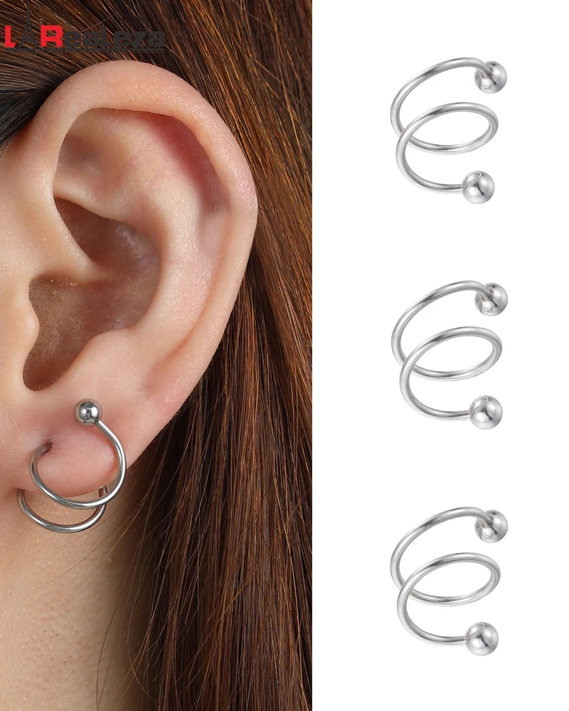 1PCZ316L Нержавеющая сталь весенние серьги серьги-гантели перфорированные