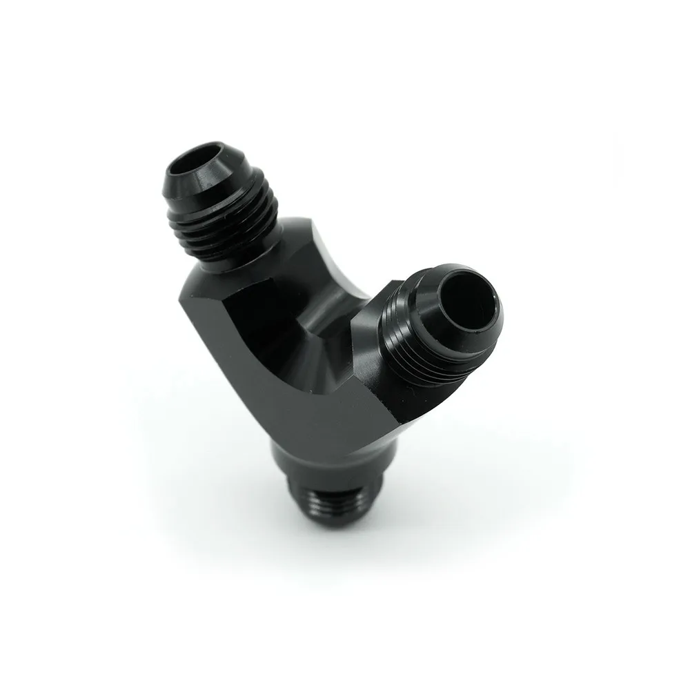 

1Pcs AN6 To AN6 Aluminum Y Block Adapter Fittings Adaptor Aluminum Alloy Black Y Type Oil Pipe Joint MYF-AN6