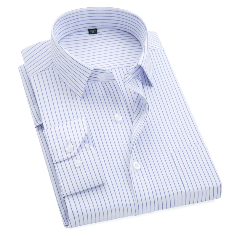 Solid Twill Social Mens Plus Size S to 8XL Mens Striped Long Sleeve Formal Shirt