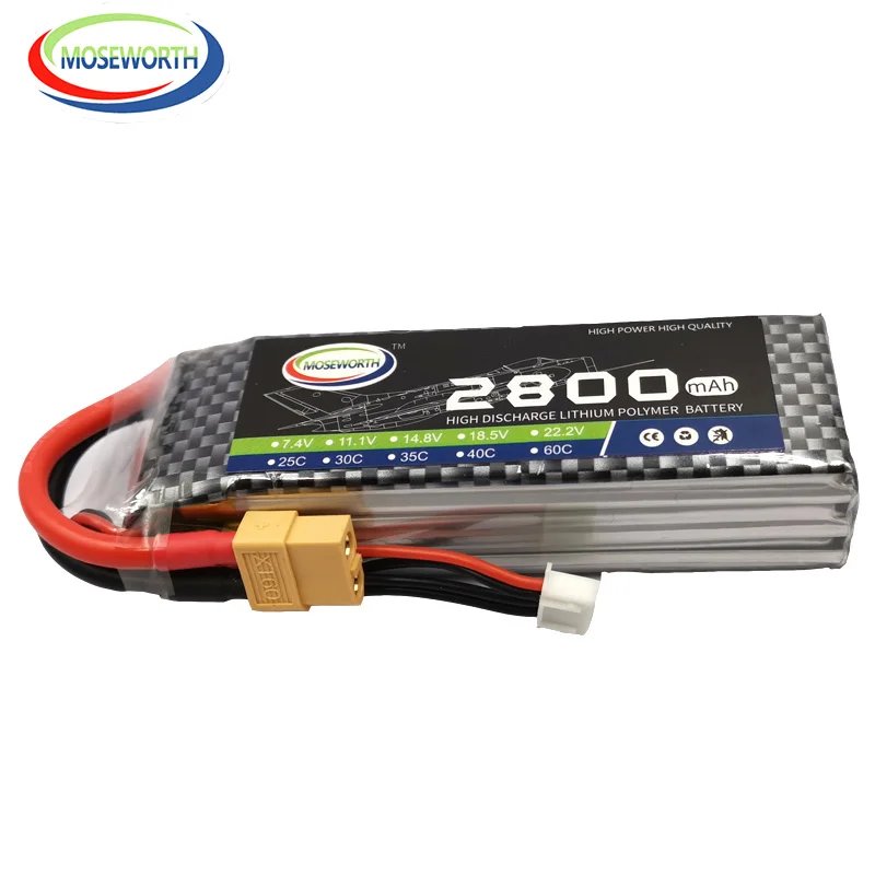 Новый аккумулятор LiPo 3S 11 1 В 2800 мАч 40C 80C для радиоуправляемых квадрокоптеров