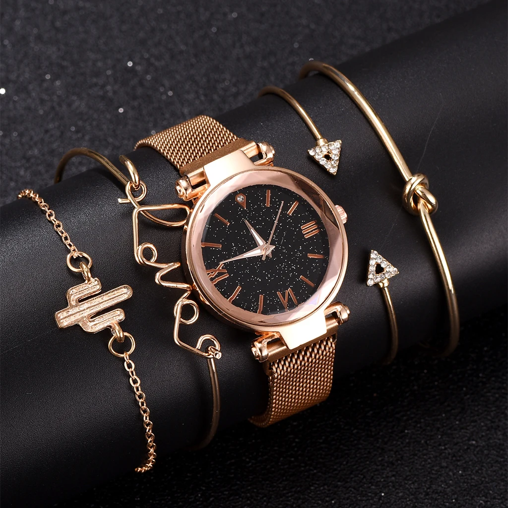 

Bracelet Watch Set Luxury Women Watches Magnetic Starry Female Clock Quartz Wristwatch Fashion Ladies Wrist Watch pcs Set