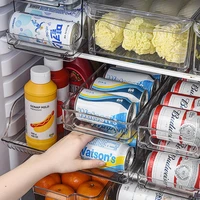 double layer organizer bins soda can dispenser beverage transparent holder for fridge freezer kitchen storage container cabinets