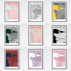 Ванкувер, Канадская карта печать-много цветов-Скандивинтажноенастенное искусство холст живопись модульные картины Современные постеры для домашнего декора