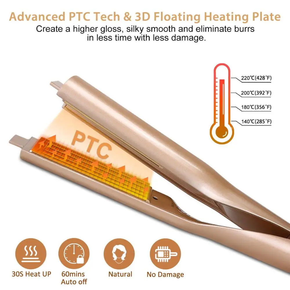 

VIP 2 in 1 Pro Gold Titanium Flat Iron Twist Hair Curling & Straightener Irons