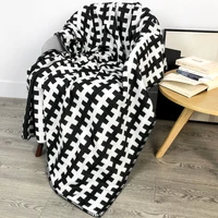 ins nordic black white cross pattern knitted blanket super soft warm sofa cozy throw blankets 130x180cm bed chair cover
