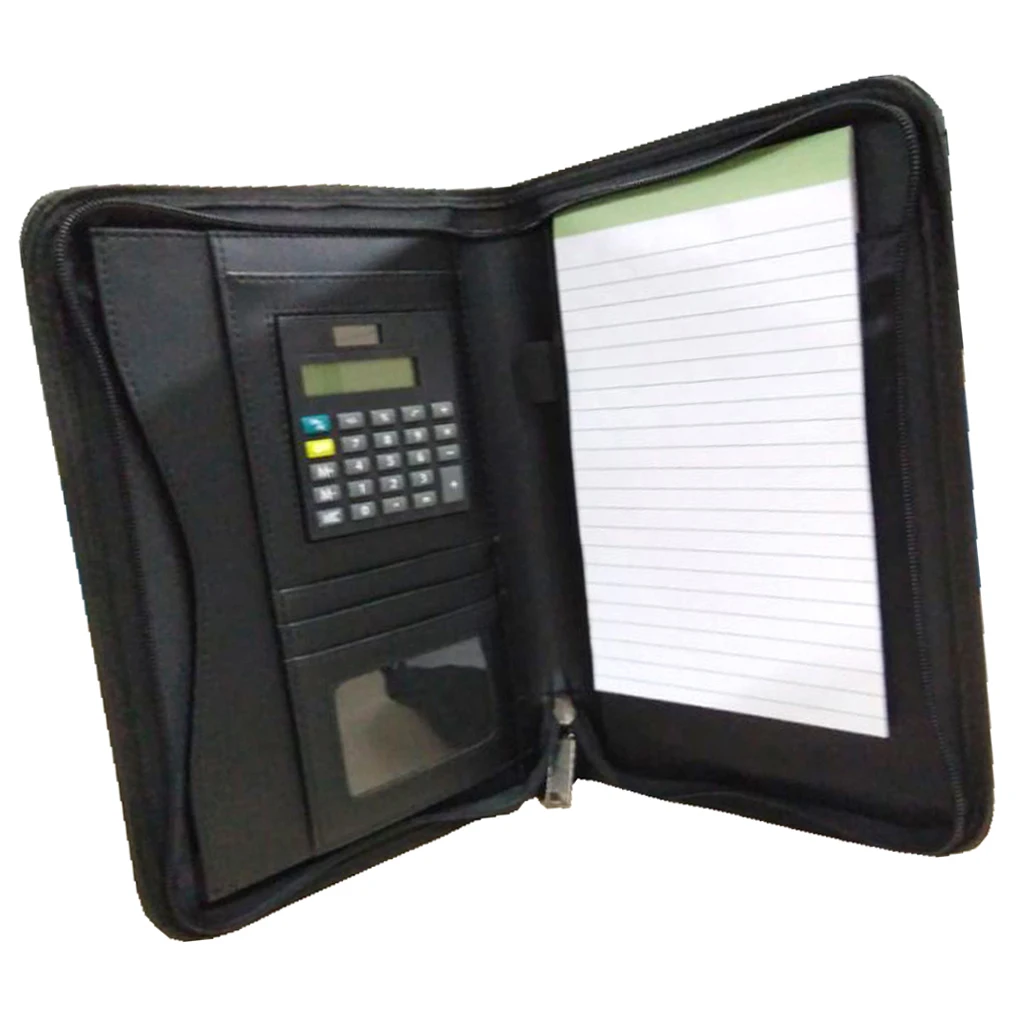 

Foolscap/A5 Black PU Foldover Clipboard Paper Holder Pen Document Folder #3