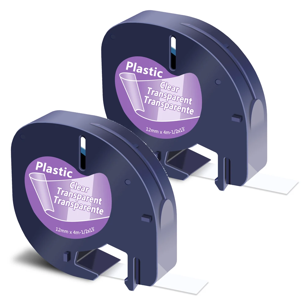 2PK для Dymo LetraTag LT 100H QX50 пластиковая Φ 16952 черная на прозрачной 12 мм x 4 м строгая лента