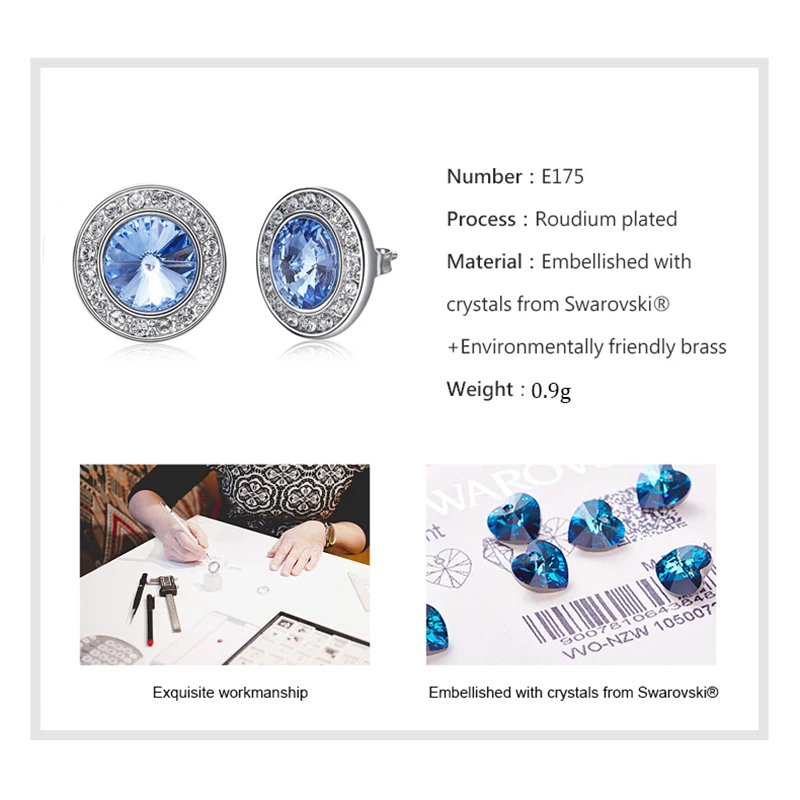 BOSCEN серьги, украшенные кристаллами Swarovski, для женщин, девочек, подарок на день рождения, красочные круглые, хорошее ювелирное изделие, корейский стиль