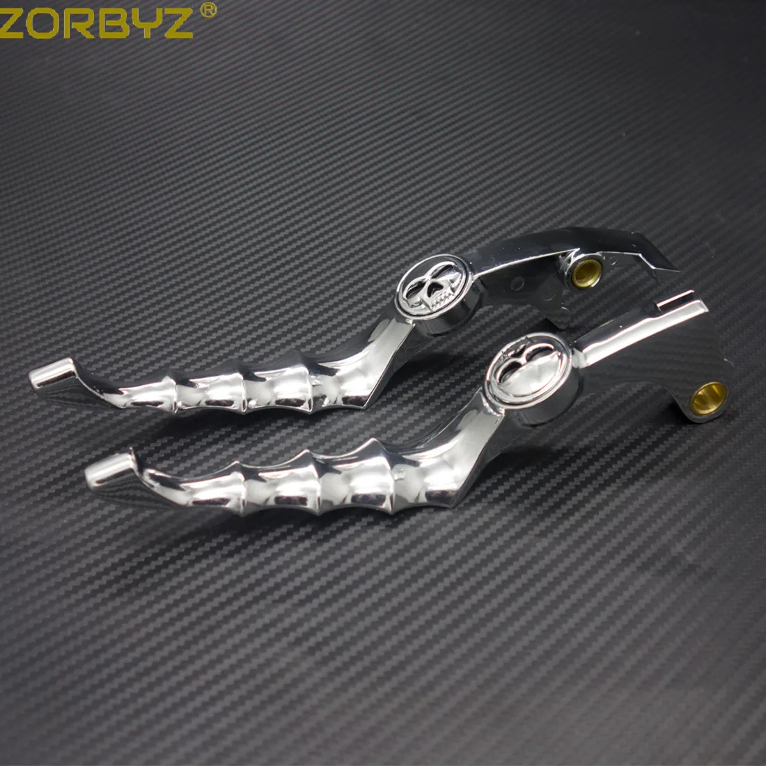 ZORBYZ мотоциклетный хромированный стальной Череп Скелет тормозной рычаг