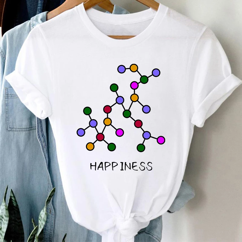 

2021 Summer Women's T-shirt Fun Chemical Formula Printing T-shirt White Fashion Top Short-sleeved Ladies O-neck Oversized Tshirt