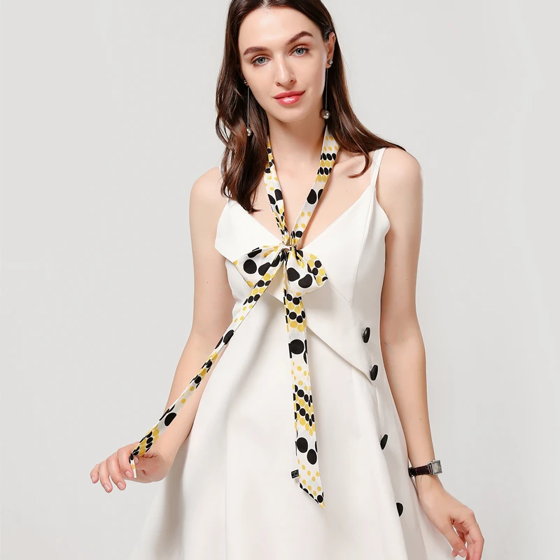 Новый дизайн узкий шарф Женский брендовый шелковый удлиненная сумка с узкими