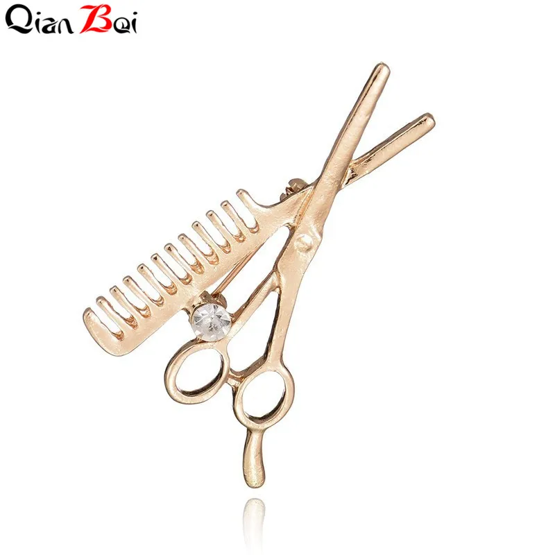 QianBei креативная Парикмахерская брошь для мужчин и женщин значок с кристаллом