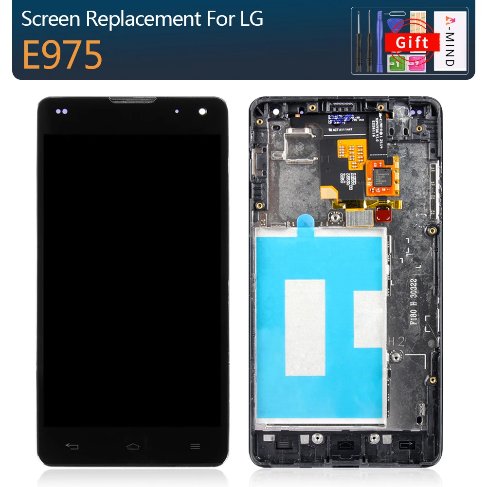 Оригинальный дисплей для LG E975 сенсорный экран с рамкой дигитайзер Optimus G lcd LS970 F180