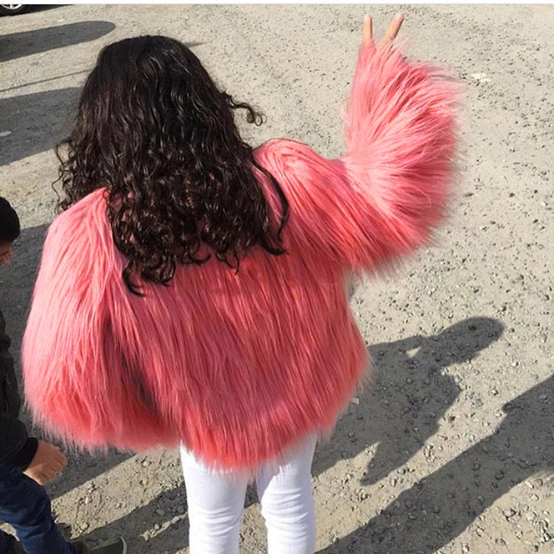 

Floating Hair Jacket Fur Coat Women Lady Fur Overcoat Imitation Fur Faux Fox Jackets Hairy Party Fur Warm Coat Plus Size XXXL