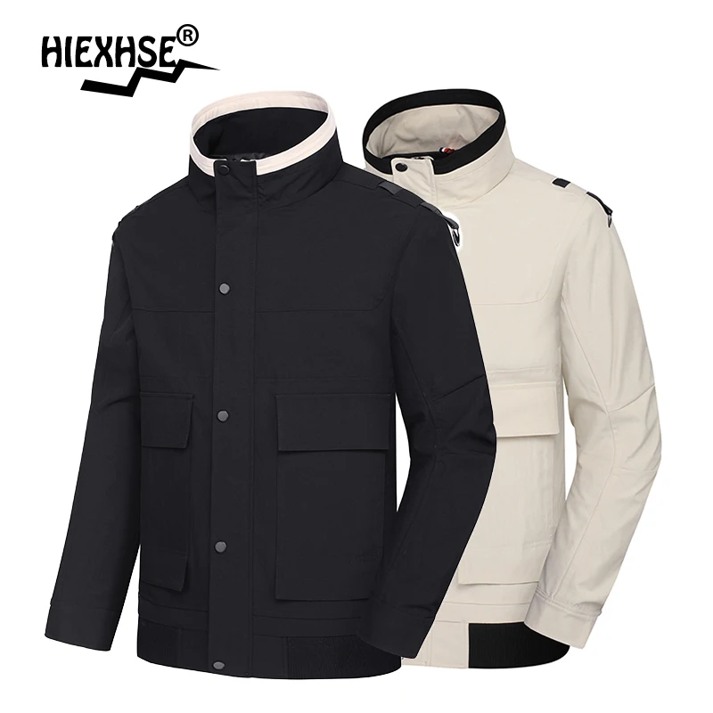 

Safari style Jacket Men Spring Autumn Chinese style Version Solid color Jacket Wild Trend Men Clothing Multi-pocket