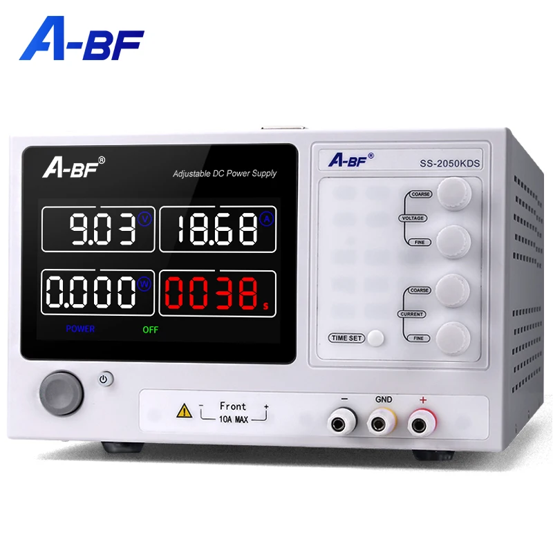 

A-BF DC импульсный источник питания 0-60V Регулируемый стабилизированный 0-60A Высокоточный 4-значный источник питания с цветным экраном