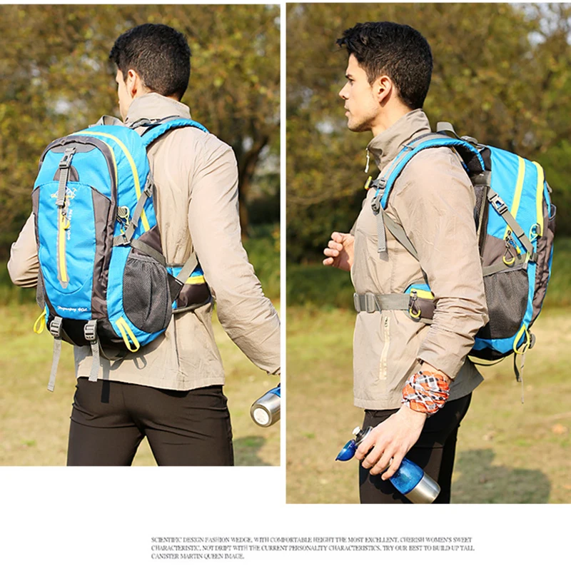 

Men 40L unisex waterproof backpack travel pack Hiking sports bag pack Outdoor Climbing Mountaineering Camping backpack for male