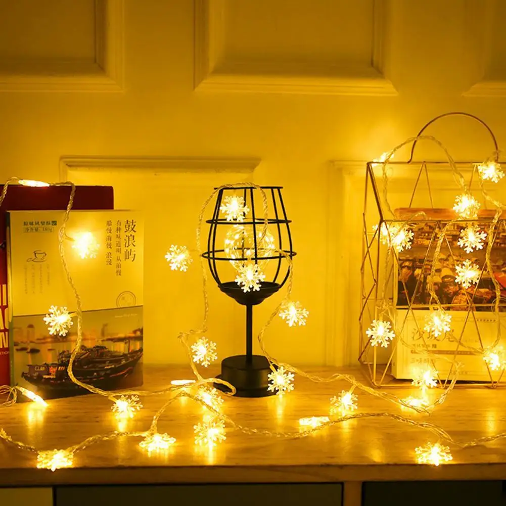 

Snowflake Light String Twinkle Garland Battery Power Christmas Lamp Holiday Party Christmas Decorations Fairy Light for Home