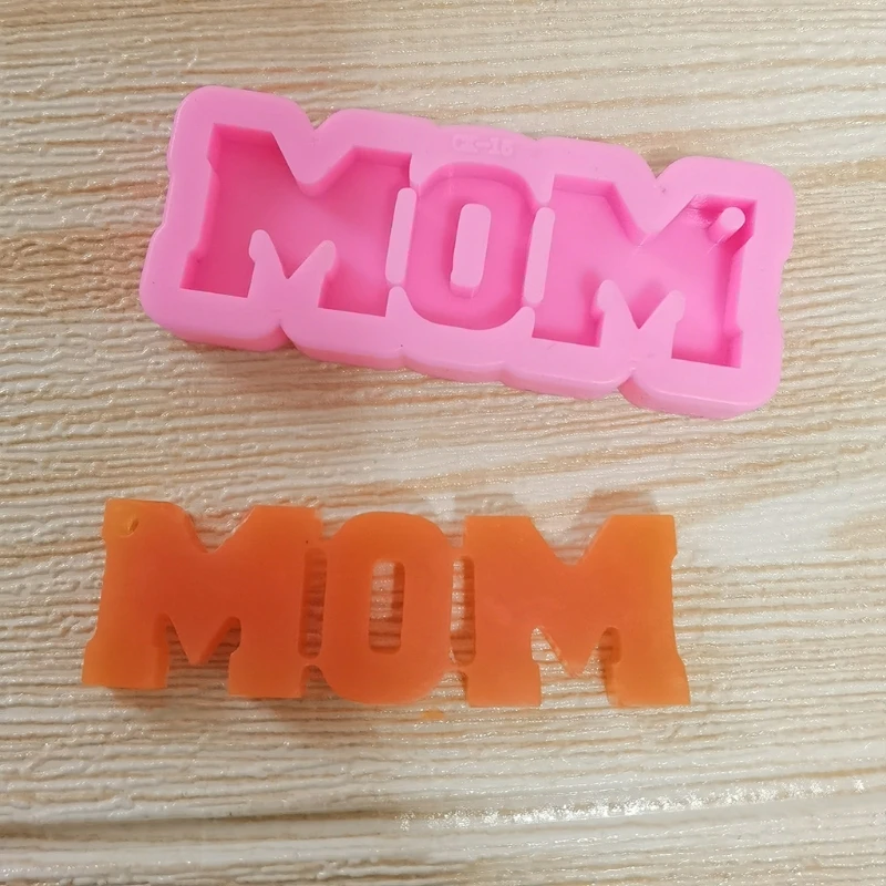 

MOM Keychain Silicone Mold with Hole DIY Cake Topper Mother's Day Fondant Mold