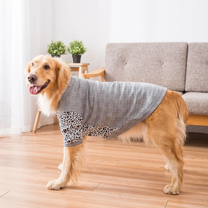 Hipidog Новое поступление серый клетчатый вязаный свитер для больших собак зимняя