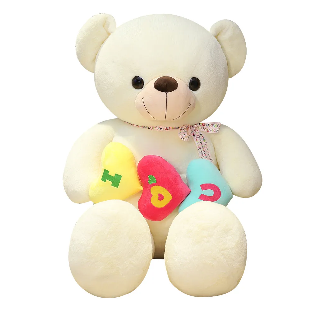 

Huggable, высокое качество, искусственный плюшевый медведь с сердечками, мягкие животные, медведь, плюшевые игрушки, кукольная подушка, Детские ...