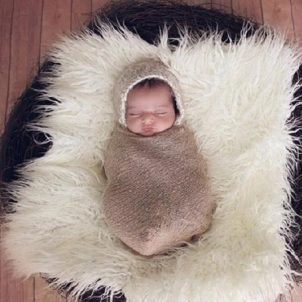 Mantas suaves para beb&eacute;, accesorios de fotograf&iacute;a para reci&eacute;n nacido, Color s&oacute;lido, Fondo de imitaci&oacute;n, mantas bonitas para ni&ntilde;os-4