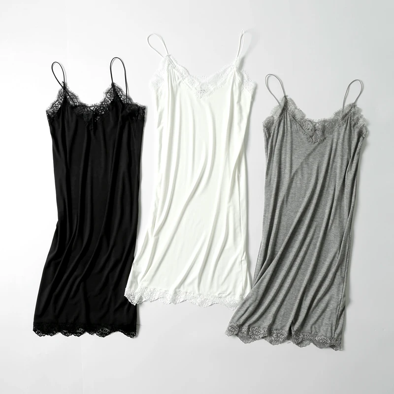 Однотонные женские кружевное платье модал лоскутное тонкий мягкий материал