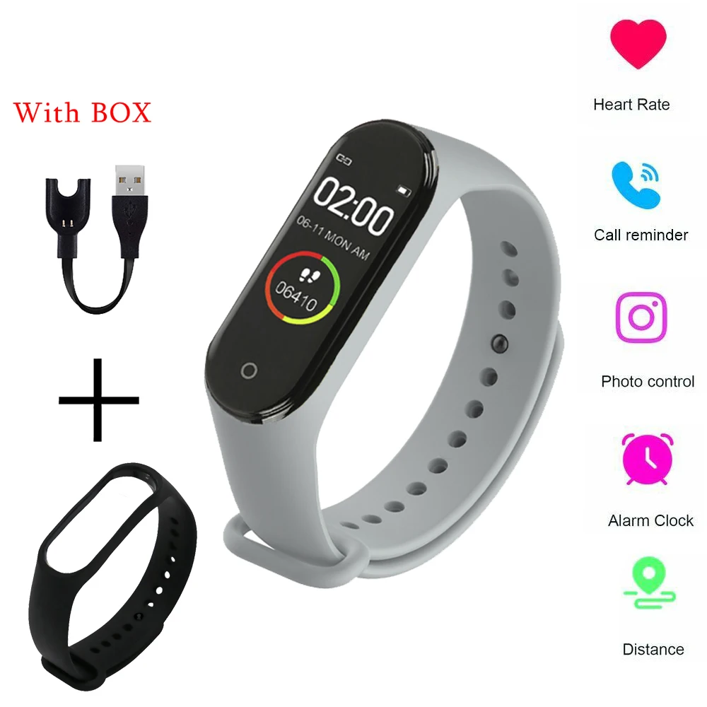 

Модный умный Браслет M4, мониторинг сердечного ритма и сна, шагомер, Bluetooth, уведомление о вызовах, пользовательский циферблат, фитнес, спортив...