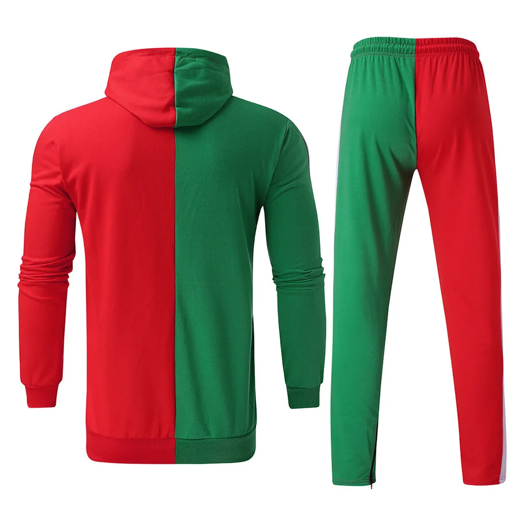 Мужской осенне-зимний комплект из двух частей топы с капюшоном одноцветная