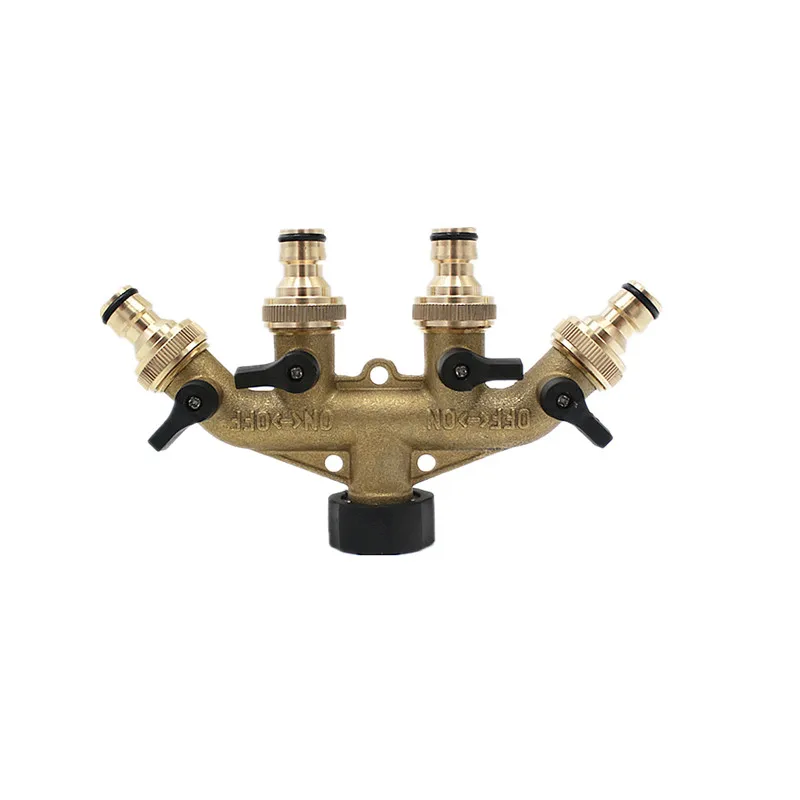 

4 Way Brass Tap Adaptor Outlet Hose Valve Manifold Hose Splitter Tap Adaptors Washers Hose End Fittings Watering Distributor
