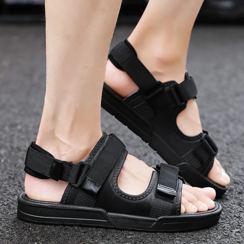 

Men's Sandals New Soft Sole Summer Beach Shoes Outdoor Dual Purpose Pure Color Shoes Non Slip Open Toe Beach Sandals Slippers