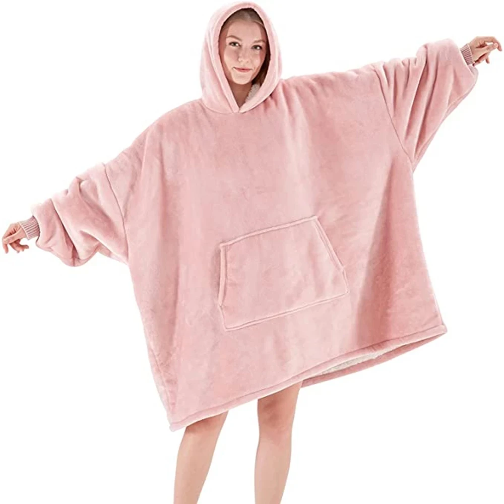 

Ladies Men Children's Wearable Blanket Hoodie Hooded Blanket Sweatshirt Adult with deep pockets and stretch sleeves warm wool