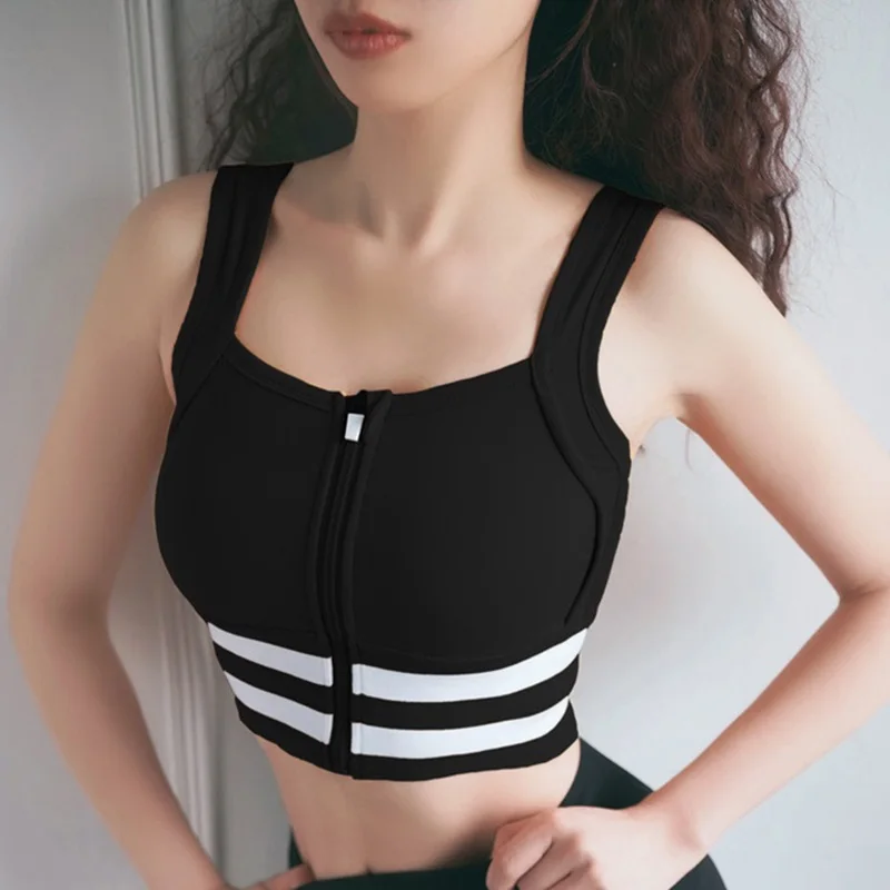 Женский спортивный бюстгальтер на молнии укороченный топ для йоги фитнеса пуш-ап
