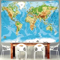 world map wall tapestry wall hanging retro style aesthetic decoration mandala printed fabric decoration room wholesale hot sale