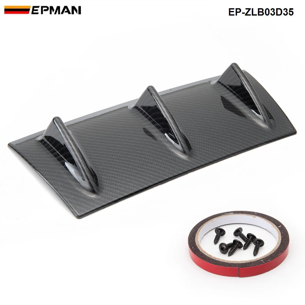 Shark Fin 3 Wing Lip Diffuser14&quot Rear Bumper Chassis Black/Carbon Color ABS Universal EP-ZLB03D35 | Автомобили и мотоциклы