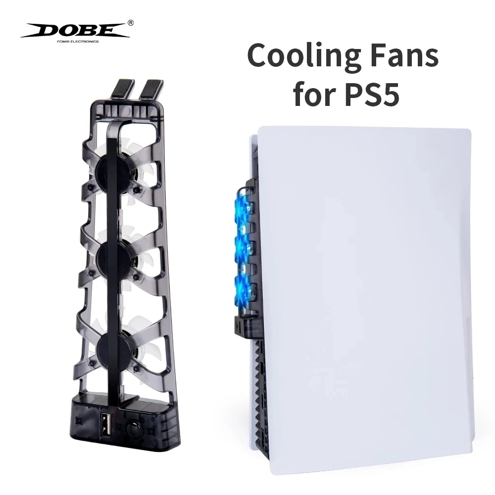 

DOBE For PS5 Console Cooling Fan Game Console Cooler Smart Temperature Control 3 Fans System Station for Sony Playstation 5