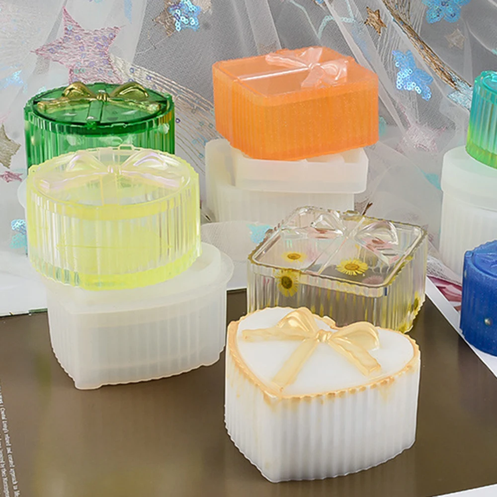 Подарочные коробки силиконовые формы с лентами драгоценные в форме сердца