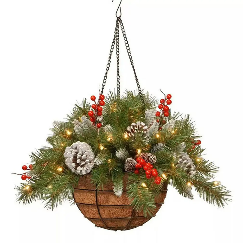 

Garland Hanging Basket Christmas Handmade Hanging Basket Flower Ring Day Atmosphere Decoration Simulation Plant Decoration