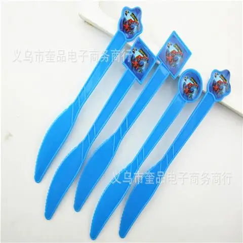 Pure-Knifes-10pcs "Человек-паук" 1st День рождения поставки праздничные украшения: воздушные шары пользу с принтом Человека-паука скатерть детский душ Декор посуда для маленьких мальчиков - Цвет: Pure-Knifes-10pcs