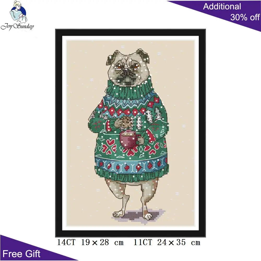 Joy Sunday для собачьего питья кофе вышивка крестиком DA299 14CT 11CT Счетный и штампованный