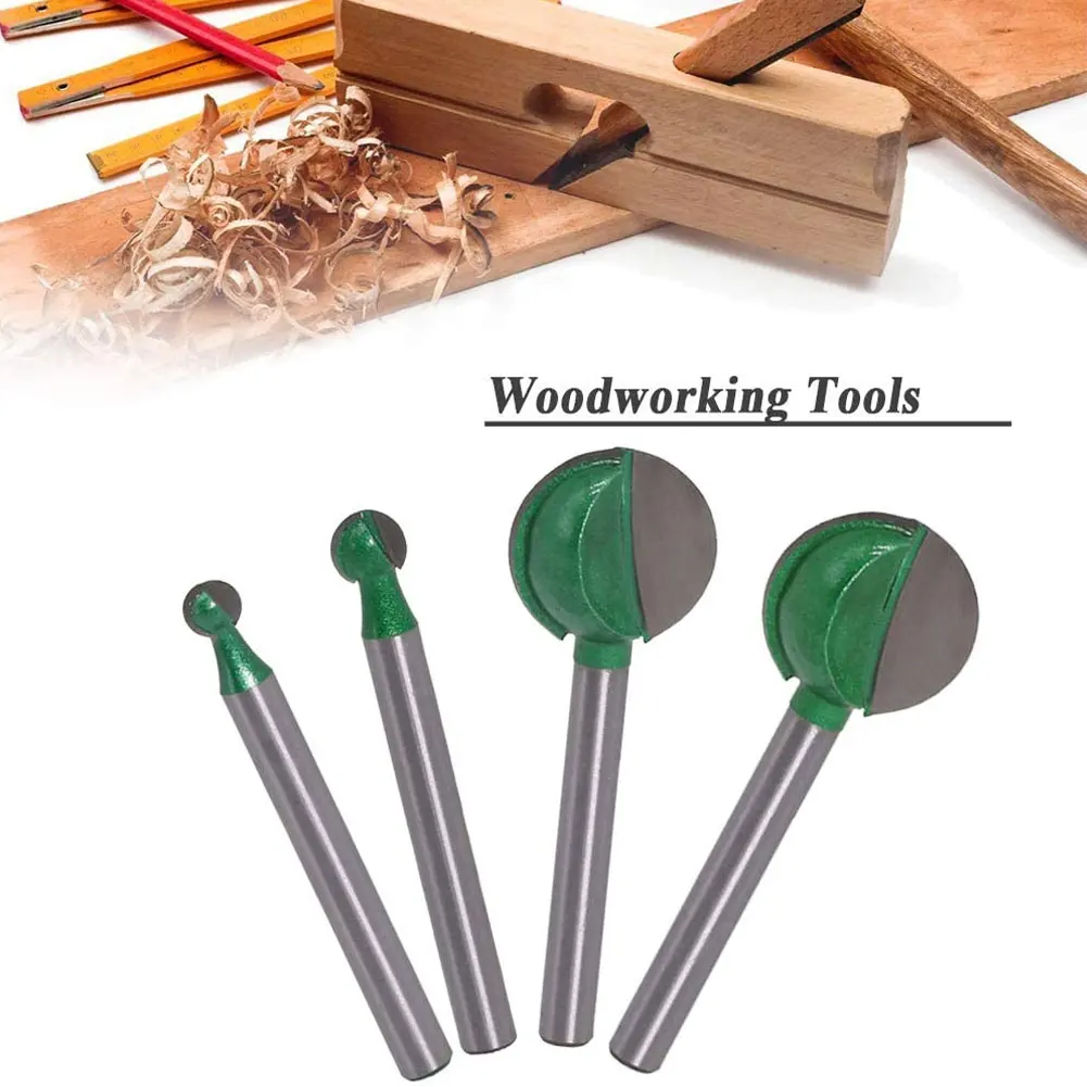 

4PCS Cove Core Box Router Bit Round Nose 1/4 Shank Woodworking Groove Milling Router Bit Shaker Cutter Round Nose Tools