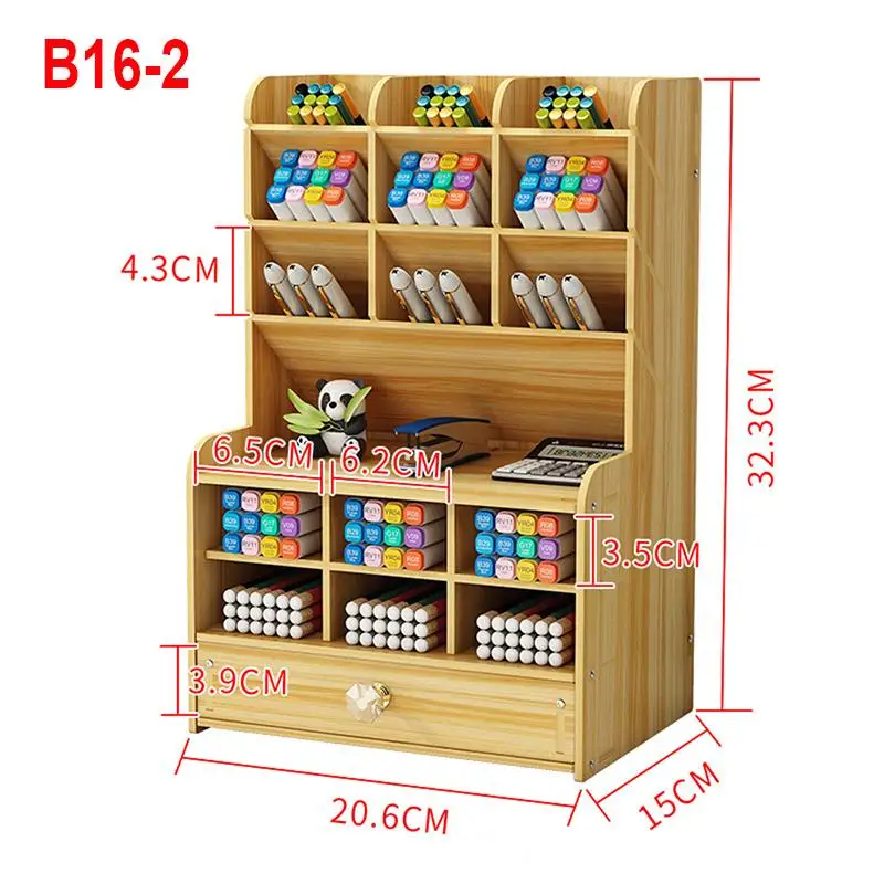 

9 Style Pen Holders Wooden Desktop Pen Holder Desk Storage Organizer Storage Multi-function Office School Storage