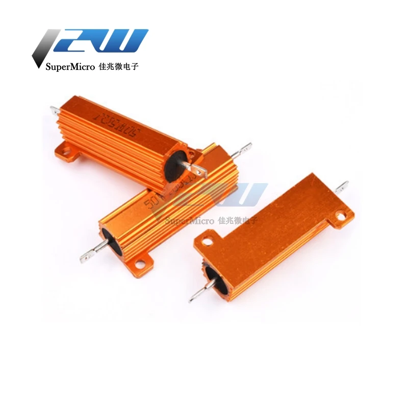 RX24-50W золотой алюминиевый корпус высокая мощность сопротивление 0 1/0 5/1/50/100 Ом 2K