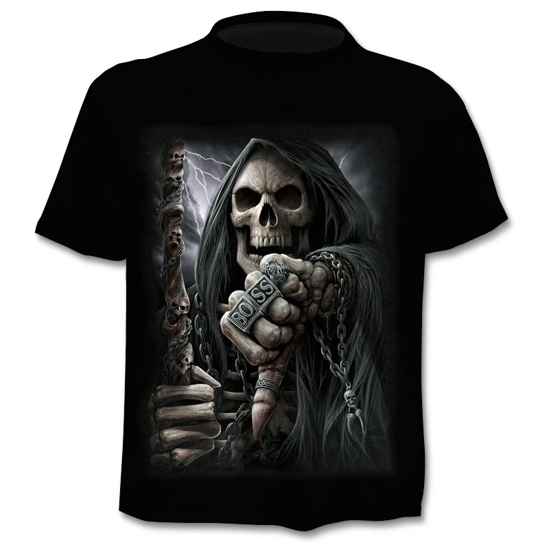 

New Men Skeleton T-shirt Punk Rock Short sleeves 3d Print T shirt Vintage Men Clothing Summer 2020 Fashion Man' tops